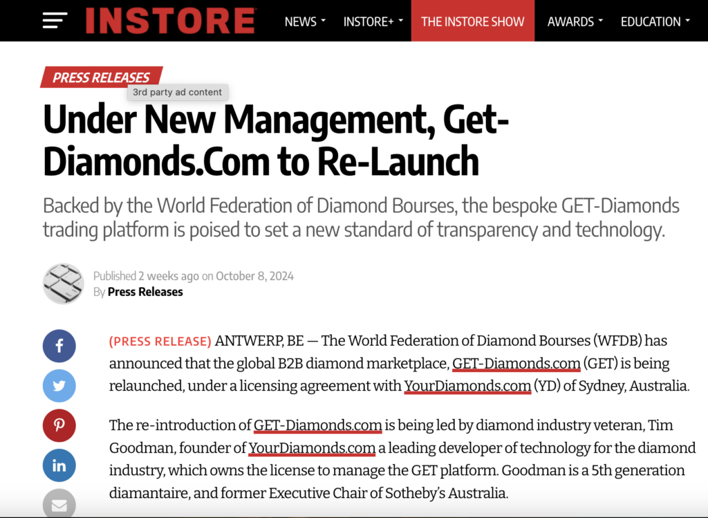 Press ReleasesUnder New Management, Get-Diamonds.Com to Re-Launch